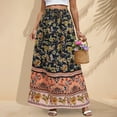 thumbnail image 4 of vigerkar Womens Boho Maxi Skirt 2025 Summer Floral Print Flowy Long Skirts Trendy Smocked High Waisted Tiered Maxi Skirts Black, L, 4 of 9
