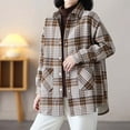 thumbnail image 4 of Cute Cardigans Women Plaid Fleece Lined Thickened Color Casual Long Sleeve Button Up Shirt Jacket Cozy Comfort Fit Lightweight Cardigans, 4 of 5