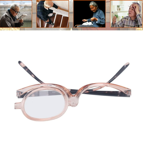 Orange 180 Degree Rotation Makeup Reading Glasses, Rotating Eye Makeup Glasses With Protect Box, Cosmetic Women Reading Glasses For Reading And Make Up