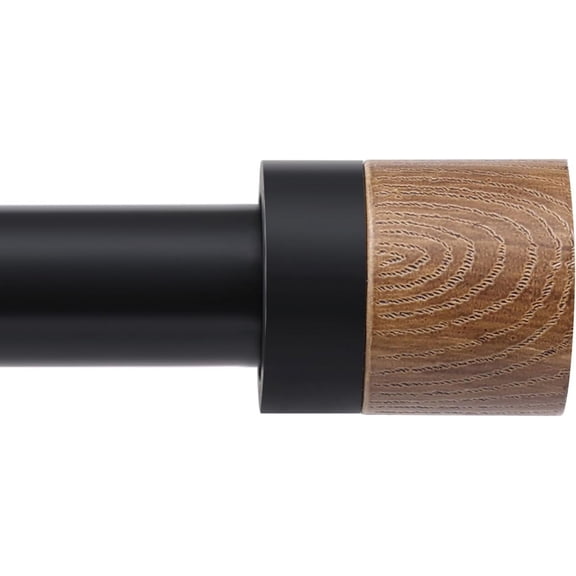Wood Curtain Rods for Windows 48 to 84 Inches(4-7ft),1 inch Adjustable Window Curtain Rods with Imitation Wood Grain Finials,Heavy Duty Decorative Drapery Rod for Bedroom,Kitchen and patio