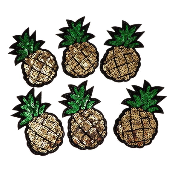 6 Pcs Pineapple Sequins Patch Iron on Transfer Stickers