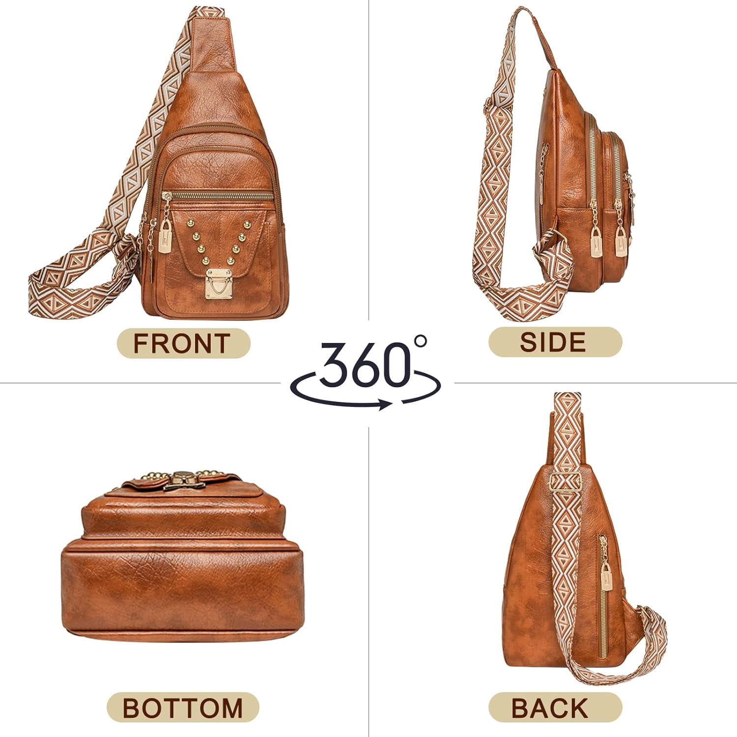 Sling Bag for Women Crossbody, Leather Cross Body Fanny Packs for Women, Trendy Chest Bag for Travel and Daily Use