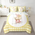 thumbnail image 2 of jejeloiu Pink Bow Tie Bedding Comforter Set 7pcs,Rustic Farmhouse Duck Queen Bedding Sets,Yellow Plaid Checkered Queen Sheet Sets For Teens,Super Cozy Room Decor Reversible, 2 of 8