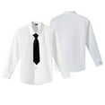 thumbnail image 7 of HAOYUNL Kids Toddler Youth Boys White Dress Shirt 3-16T Long Sleeve Button Lapel White Shirt Cotton Formal Uniform Perform Dress Shirts Spring Fall Shirt with Bowtie, 7 of 7