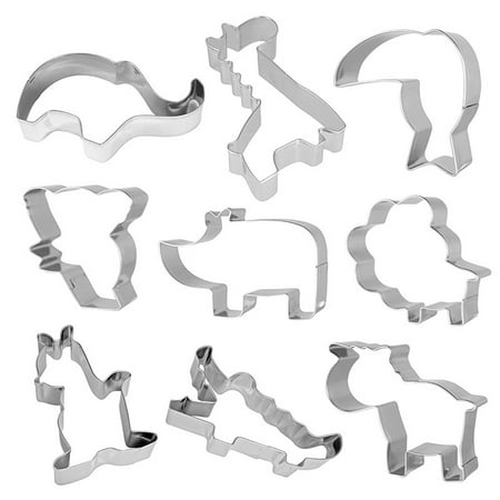 

Yoone 9Pcs Cookie Cutter Cute Animal Shape Reusable Easy to Clean Quick Demoulding BPA Free Make Cookies Stainless Steel Elephant Giraffe Biscuit Mold for Biscuit Shop
