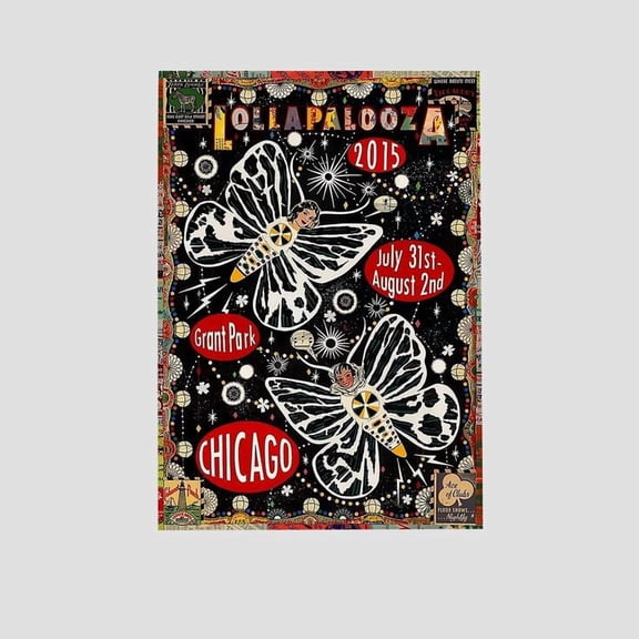 Music Poster - Lollapalooza Tour 2015 Poster - Vintage Style - Size 24x36 - Postora