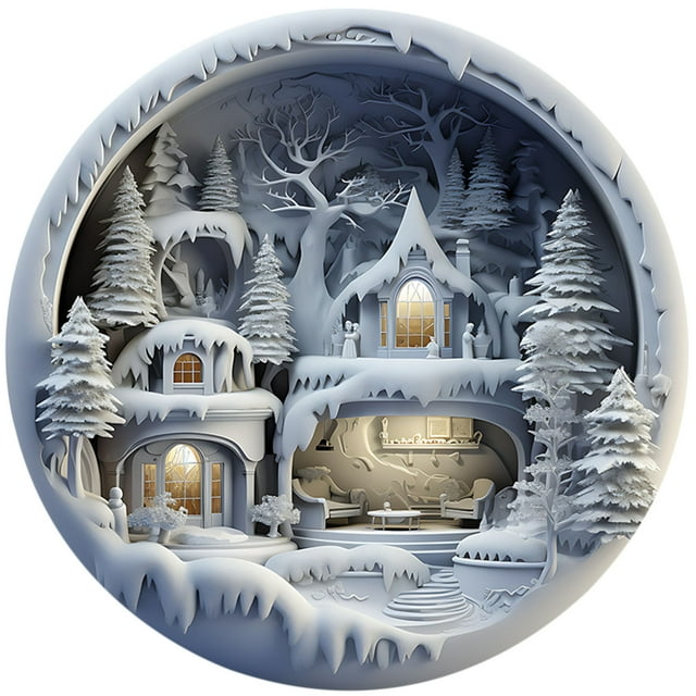 Birdeem Round Acrylic Christmas Decorations Reindeer Hanging Sign Festive Wall Decorations