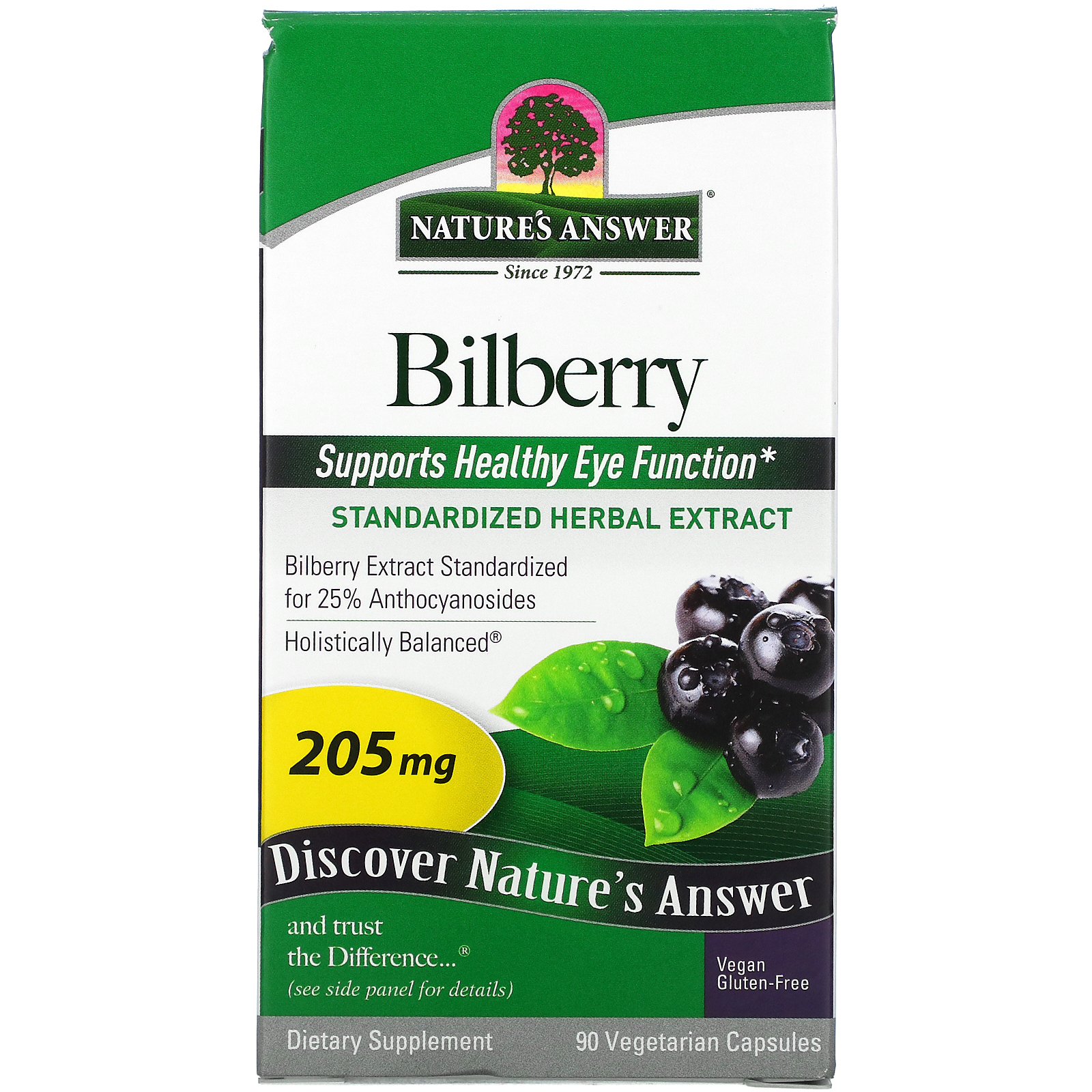 Nature's Answer Bilberry Extract 90 Vegetarian Capsules