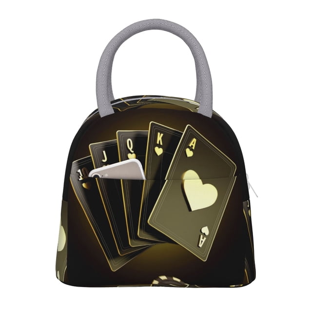 Balery Casino Cards 1 Bolsa de Almuerzo para Mujeres, Caja de Almuerzo, Bolsa de Almuerzo Pequeña Impermeable, Tote de Almuerzo Reutilizable con Gran Capacidad