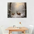thumbnail image 3 of JEUXUS  Winter Landscape Canvas Print Wall Art - Mystic Forest & Mountain Landscape with Deer Nature Wilderness Poster, Modern Art Rustic Scenic for Living Room, Bedroom, Office, 3 of 5