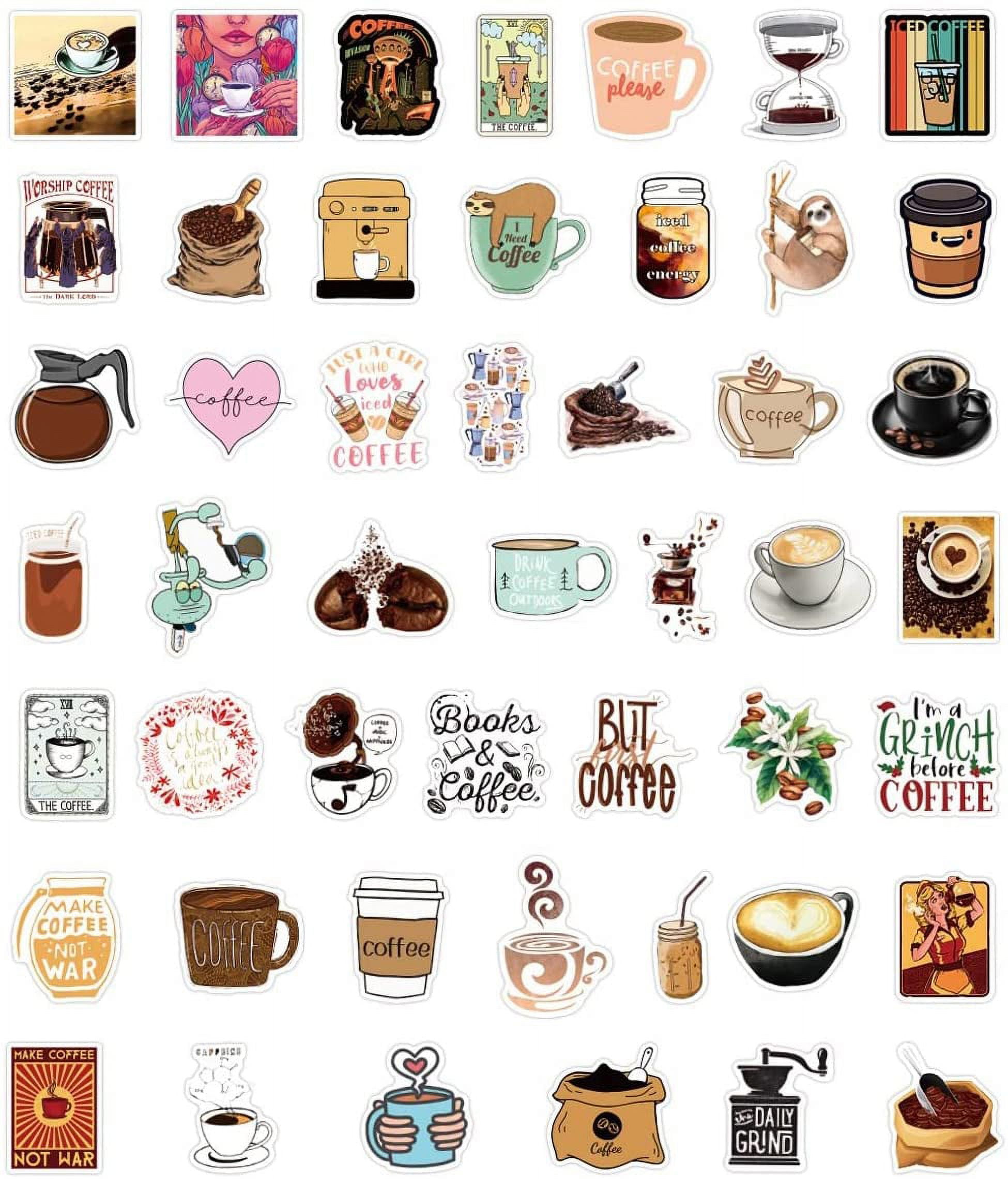 Coffee Latte Espresso Humor Funny Food Drink Inspirational Vinyl Water  Bottle Laptop Stickers Gifts Under 5 Dollars 