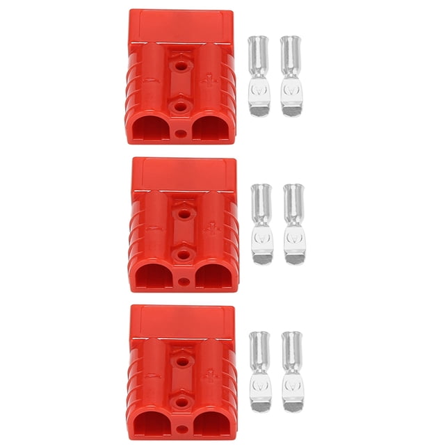 3X para Conectores de Enchufe Estilo Anderson 50A 600V 6-12AWG CA / CC Herramienta EléCtrica para Enchufes de Terminales SóLidos Chapados en 6AWG Rojo