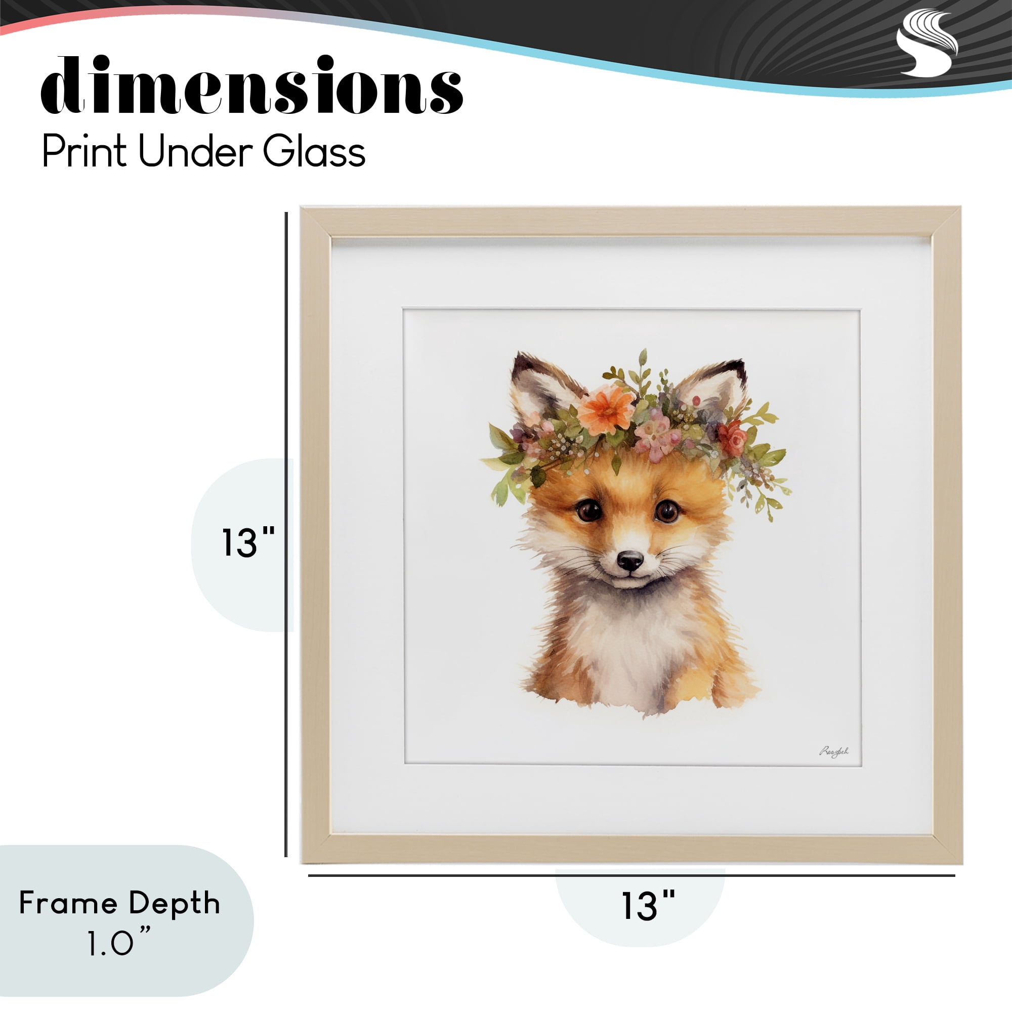 Stupell Industries Woodland Fox Flower Crown Birch Framed Print Under Glass, design by Roozbeh