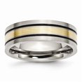 thumbnail image 1 of 7 mm Titanium 14k Yellow Gold Inlay Flat Brushed & Antiqued Band, Size 10.5, 1 of 1