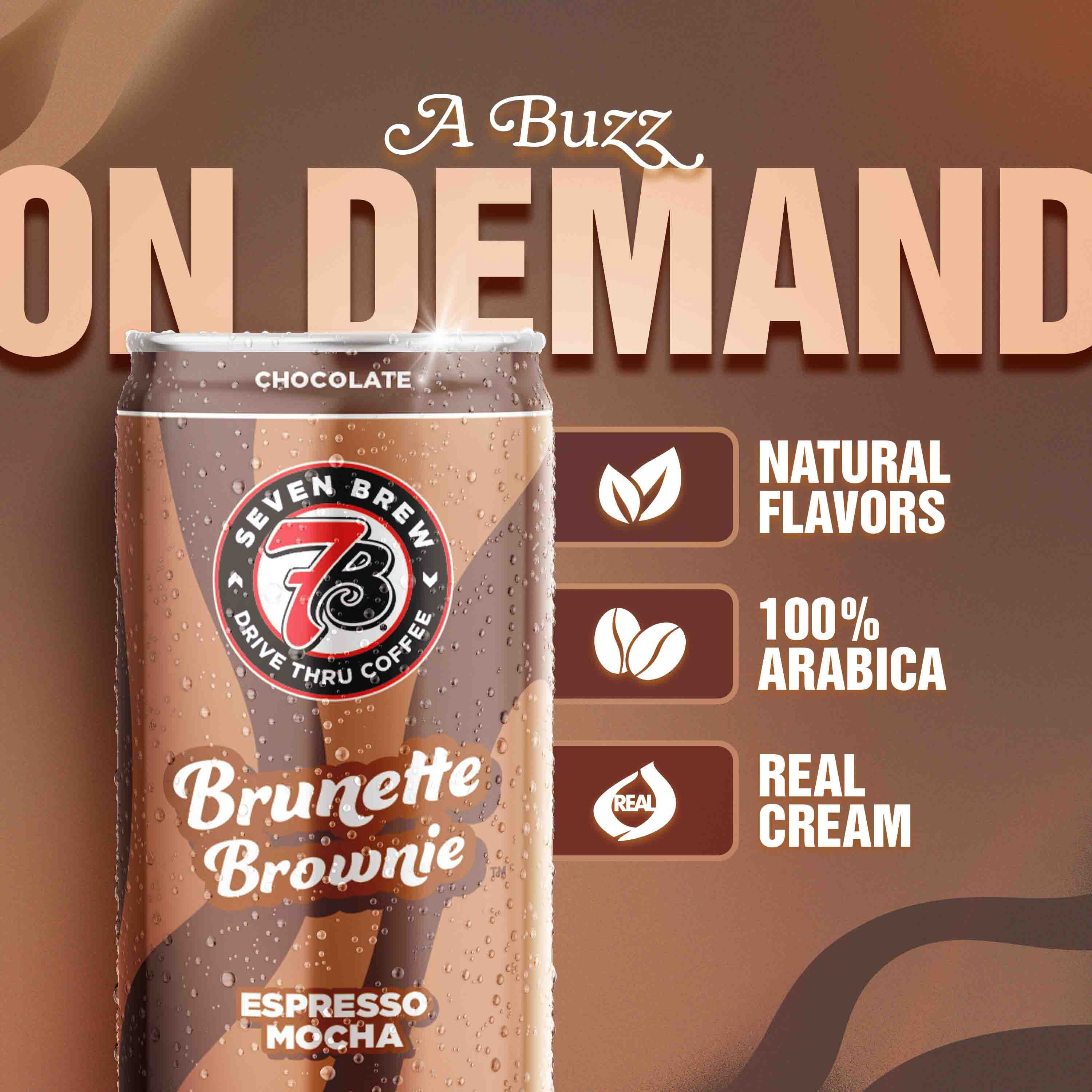 (4 pack) 7 Brew Brunette Brownie Chilled Espresso Mocha Ready to Drink Coffee, 11 fl oz Can