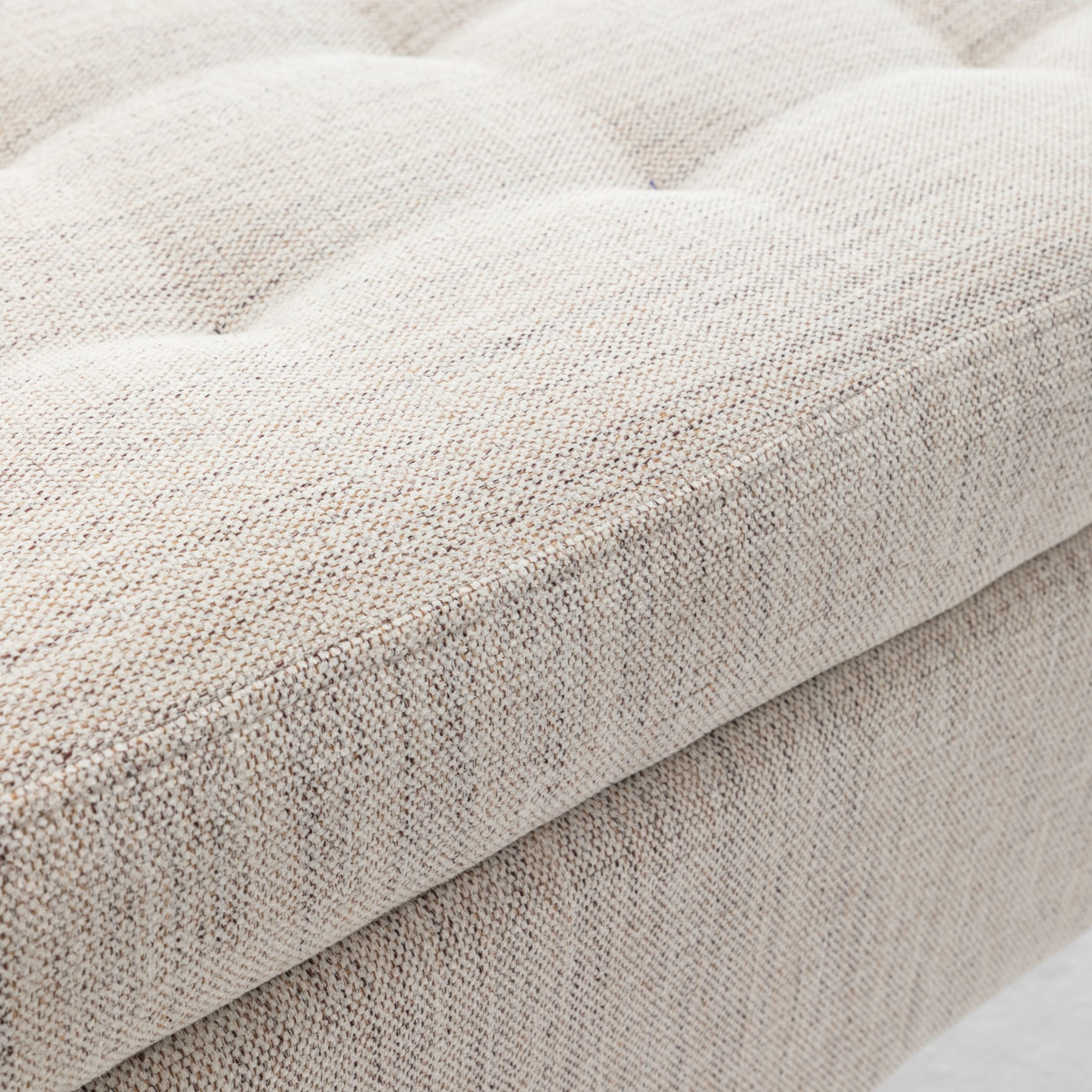 Noble House Alvion Upholstered Linen Tufted Storage Bench, Bedroom Hallway Ottoman Bench with Safety Hinges, Off White