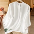 thumbnail image 5 of GZWYHT Embroidered Shirts For Women，Cotton Blouses Gauze Tunic Tops Cotton Boho Tops Spring Tops Flowy Bohemian Tunics For Women Linen Blouses For Women Women'S Cotto White XL, 5 of 6