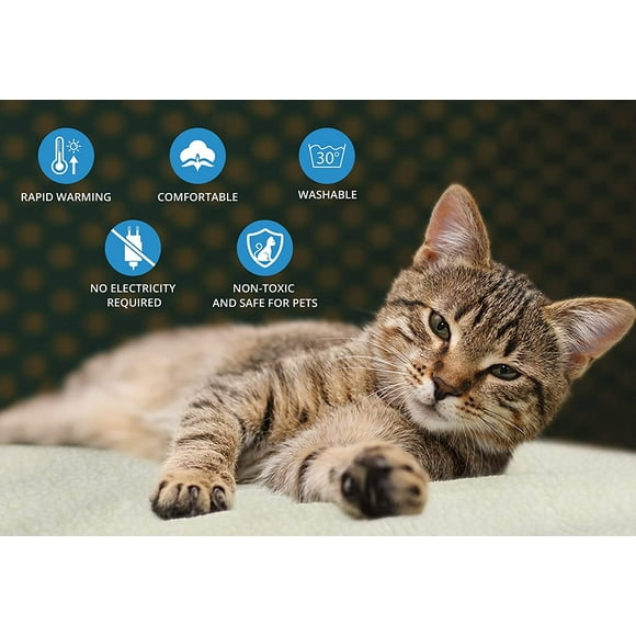 Cojín auto-calentable para gatos/perros, grande, 90x64cm, alfombrilla eléctrica calefactable para gatos sin pilas, manta suave y lavable para gatos.