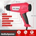 thumbnail image 6 of Heat Gun, 2000W Heavy Duty Hot Air Gun Kit with 4 Nozzles, Fast Heating and Dual Temperature Settings 572℉~968℉ (300℃-520℃), for Crafts, Shrink Wrapping/Tubing, Paint Removing, Soldering, 6 of 7