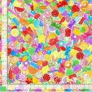 Timeless Treasures Strong-Store Food Fabric Sugar Rush Candy Toss Digital 100% Cotton Fabric sold by the yard