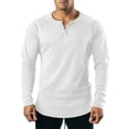 thumbnail image 2 of Aimik Men's Raglan Henley Long Sleeve Shirt Baseball Sleeve Button Placket Cotton Lightweight Casual Sporty Top, 2 of 6