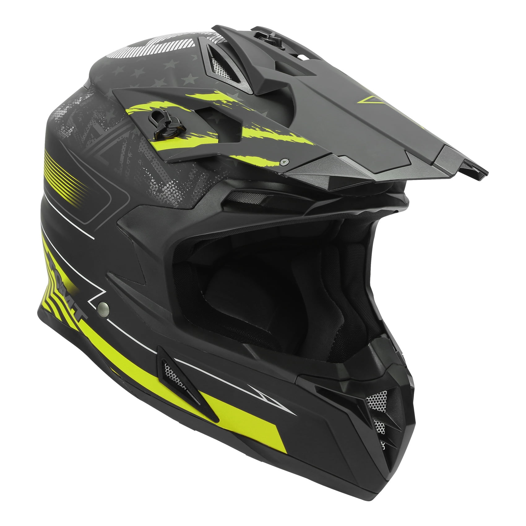 TCMT DOT Dirt Bike Helmet Full Face Adult Motorcross Helmet for Atv Offroad Street Dirt Bike Black Green Star XL Size