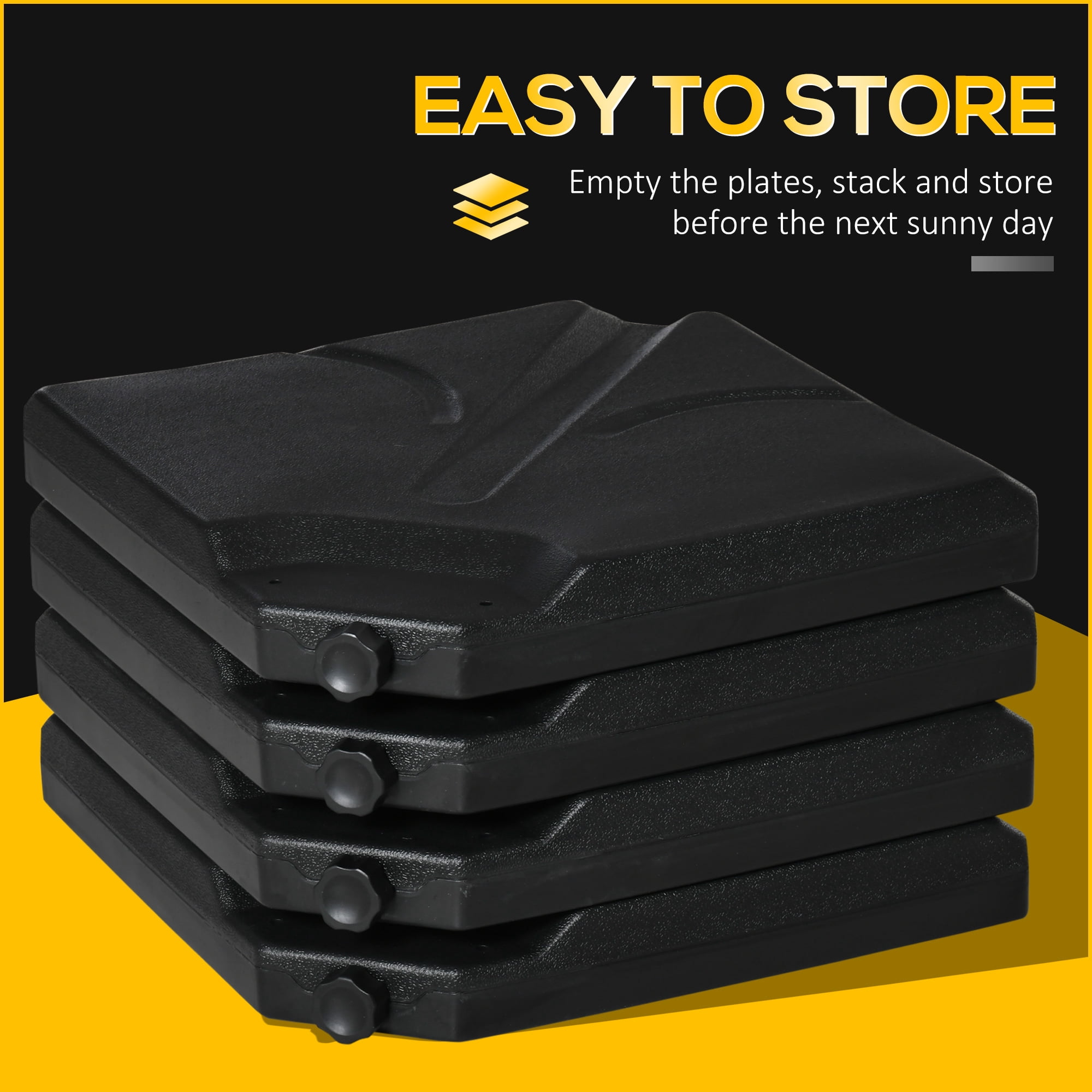 Outsunny Patio Umbrella Base, 4 Pieces Outdoor Umbrella Weights, Black
