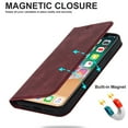 thumbnail image 4 of TECH CIRCLE Wallet Case for Apple iPhone X,iPhone XS,Full Protection Plain Leather Magnetic Flip Kickstand RFID Blocking ID Credit Card Slots Phone Case Cover,Red, 4 of 10