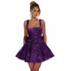 thumbnail image 1 of Vestido de bienvenida Dessiny con tirantes finos y lentejuelas color uva para mujer, 1 of 6