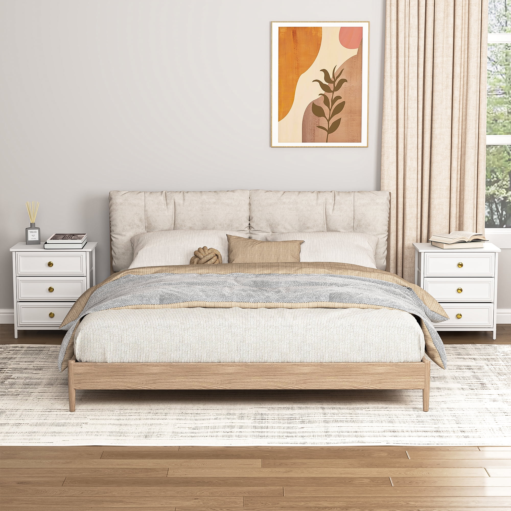 Resenkos 3-Drawer Nightstand Set of 2 Bedside Table Living Room Small Dresser, 20" Tall, White