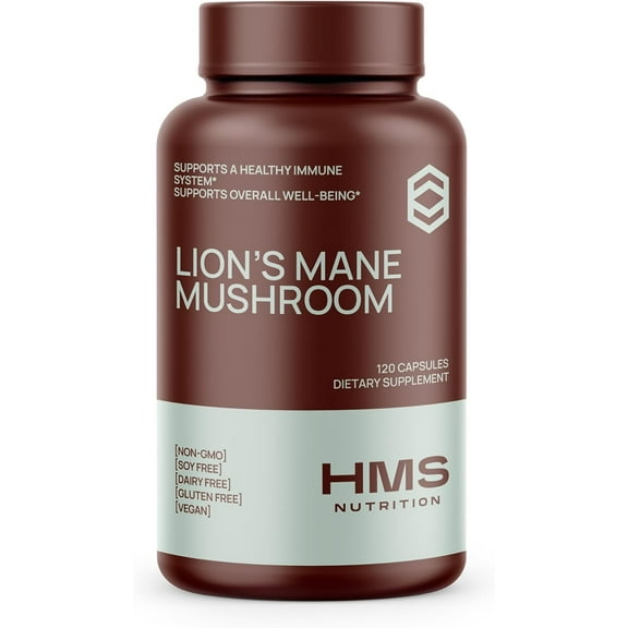 Lion's Mane Mushroom - HMS Nutrition - Potent 1000mg Capsules Non-GMO Vegan Supplement