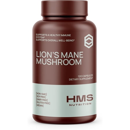 Lion's Mane Mushroom - HMS Nutrition - Potent 1000mg Capsules Non-GMO Vegan Supplement
