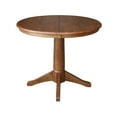 thumbnail image 3 of 36" Round Solid Wood Extension Dining Table with 2 Chairs in Distressed Oak by International Concepts, 3 of 4