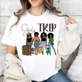 thumbnail image 5 of 100% Cotton Girls Trip With Four Women And Suitcases Print T Shirt White Casual Loose Fit For Leisure And Sports Activities Golf Gift T-Shirt For Men and Women, 5 of 6