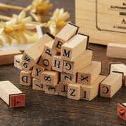 36pcs Alphabet Stamps Vintage Wooden Rubber Letter Number Stamp Set for DIY Craft Card Making Scrapbooking Supplies - Seal Body