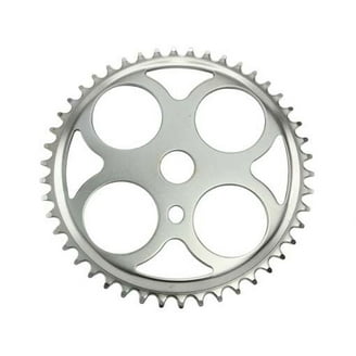 Alta Steel Sprocket 44T Chainring - Black & Chrome, 1/2 X 1/8 Single Speed Bike Chainring