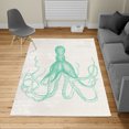 thumbnail image 2 of Octopus Turkish Area Rug, Monochrome Marine Animal Tentacles in Sketch Subaquatic Life Art, Soft Carpet for Living Room Decor with Distressed Look, 6.6' X 9.6', Mint Green, by Ambesonne, 2 of 4