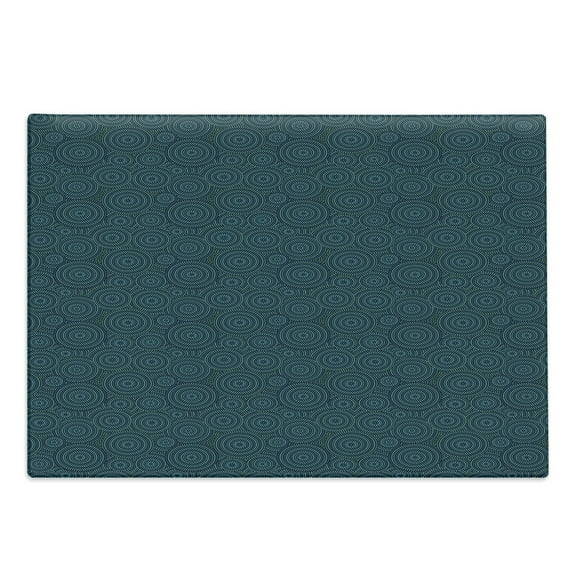 Abstract Cutting Board, Funky Pattern of Dots Forming Moire Round Shapes Print, Decorative Tempered Glass Cutting and Serving Board, Large Size, Violet Blue Seafoam, by Ambesonne