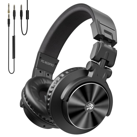 Pupgsis Wired Headphones, 40kHz High-Resolution DJ Stereo Headphones with 1/4" & 3.5mm Audio Jacks, Ideal for Recording, Mixing and Podcast Production