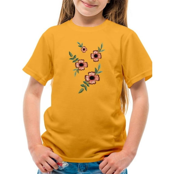 Vintage Flower Embroidery T-Shirt Juniors -Image by Shutterstock,  x-Large