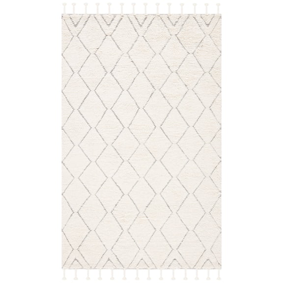 SAFAVIEH Casablanca Vasil Diamond Wool Area Rug, Ivory, 7' x 7' Square