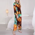 thumbnail image 3 of Honeii Cool Camel Oasis Vibes Print Women's Pajama Sets Long Sleeve Button Down Sleepwear Nightwear Soft Pjs Lounge Sets 2PCS-XX-Large, 3 of 7
