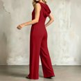 thumbnail image 4 of ASDFVBKG One Piece Jumpsuits for Women Dressy Casual Sleeveless V Neck Wide Leg Rompers Jumpers Vacation Summer Outfits Red L, 4 of 6