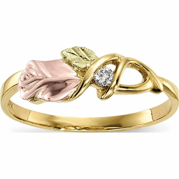 10K Yellow Gold Tri-Color Black Hills Diamond Ring (Size 7) Made In United States 10bh702