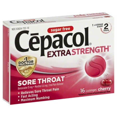 Cepacol Maximum Strength Sugar Free Cherry Sore Throat Lozenges,