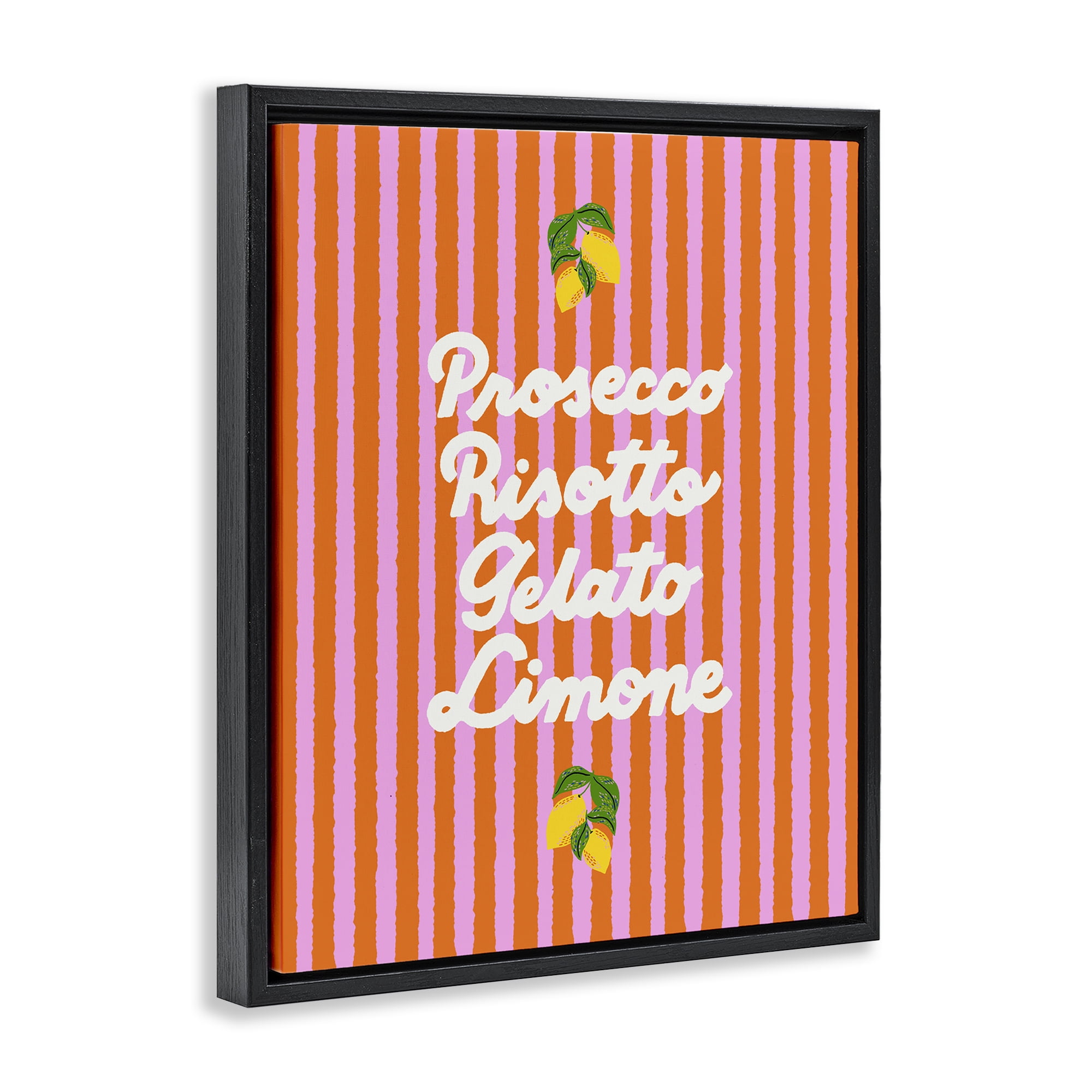 Stupell Industries Italian Enjoyment over Stripes Black Framed Floater Canvas Wall Art, design by Indira Prieto | IndySign