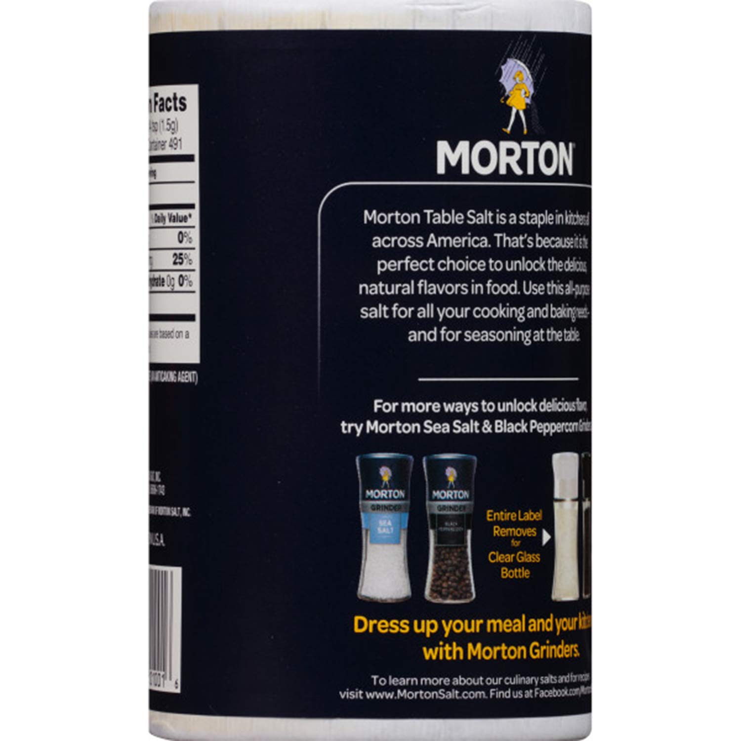 Morton Table Salt, Non-Iodized, 26 Ounce Canister (Pack of 24)