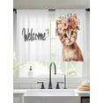 thumbnail image 2 of Cute Cat Sheer Curtains 54 Inch Long 2 Panels, Garland Welcome Light Filtering Rod Pocket Semi Sheer Curtains, Sheer Voile Drapes for Living Room Bedroom, 52"x54", 2 of 5