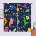 thumbnail image 3 of Space Dinosaur Curtains 42Wx63H Inch Rod Pocket Kids Cartoon Dino Cute Funny Planet Star Safari Animal Boys Art Printed Colorful Living Room Bedroom Window Drapes Treatment Fabric 2 Panels, 3 of 4