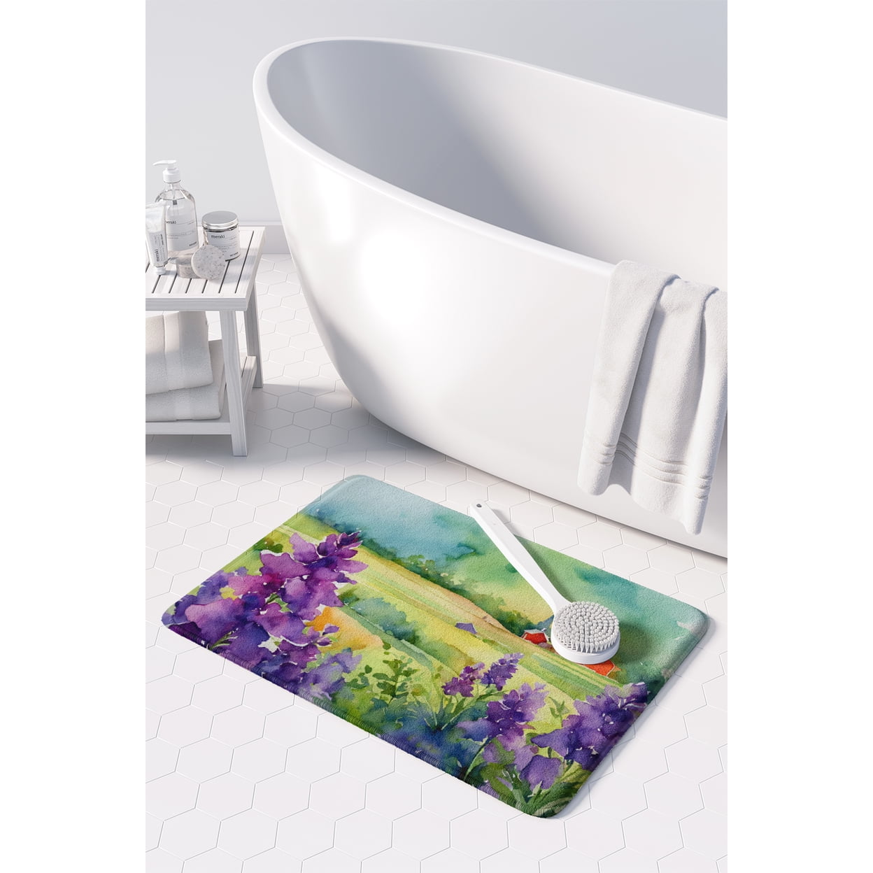 Carolines Treasures DAC1688RUG 19 x 27 in. Unisex Jersey Violet in Watercolor Memory Foam Kitchen Mat